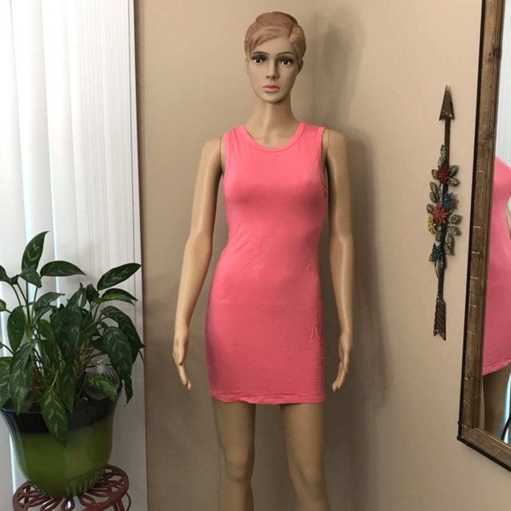 Coral Cutout Sleeveless Bodycon Casual Dress Sz SM
